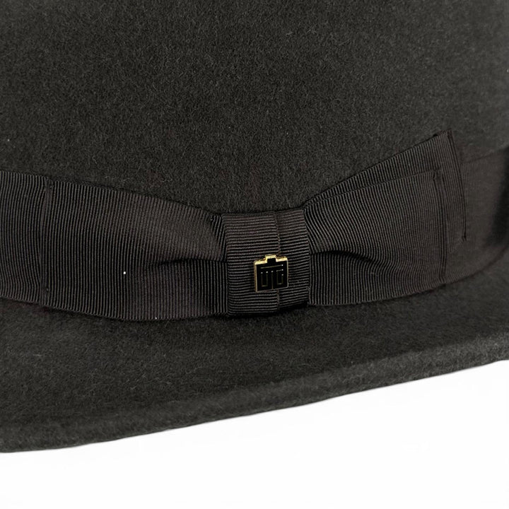 極美品▲BUNJIROW 文二郎 文二郎帽子店 ラビットファー グログランリボン 中折れ帽 パナマ ハット グレー 62 日本製 メンズ 箱付き