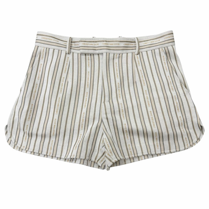 極美品□DIOR ディオール オム 113J101A0682 ストライプ柄 ショートパンツ 短パン ショーツ アイボリー系 M イタリア製 正規品 メンズ
