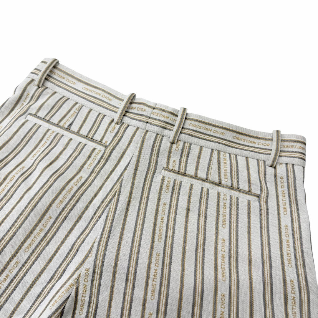 極美品□DIOR ディオール オム 113J101A0682 ストライプ柄 ショートパンツ 短パン ショーツ アイボリー系 M イタリア製 正規品 メンズ