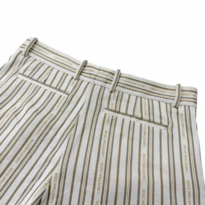 極美品□DIOR ディオール オム 113J101A0682 ストライプ柄 ショートパンツ 短パン ショーツ アイボリー系 M イタリア製 正規品 メンズ