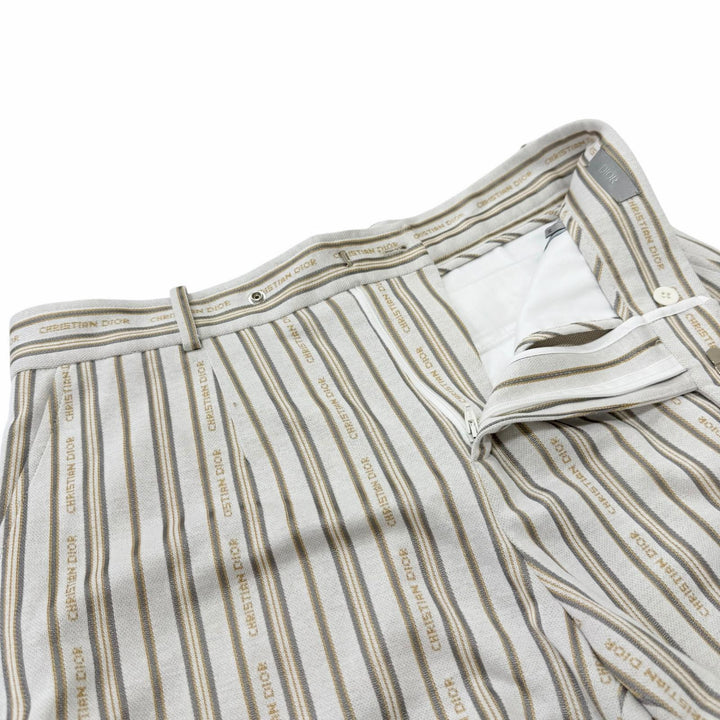 極美品□DIOR ディオール オム 113J101A0682 ストライプ柄 ショートパンツ 短パン ショーツ アイボリー系 M イタリア製 正規品 メンズ