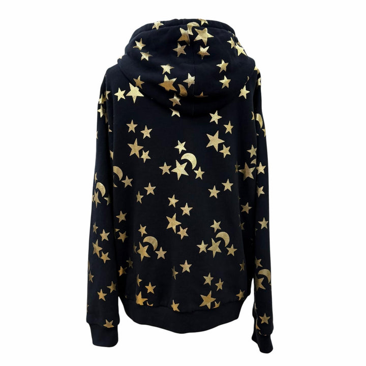 美品☆GUCCI グッチ 581186 コットン ヴィンテージ加工 GGボタンシェリーライン・スター ロゴ フード付 パーカー ブラック M 正規品