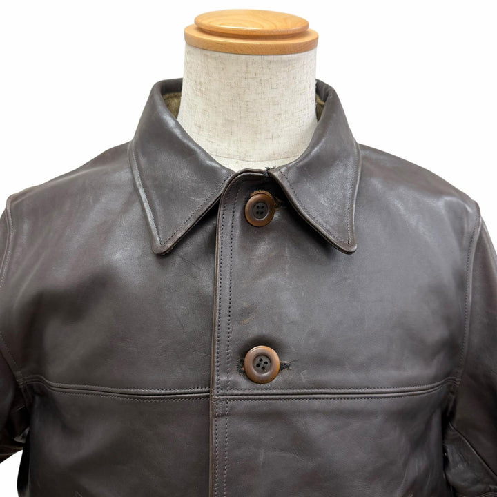 美品□SUGAR CANE シュガーケーン SC80385 HORSE HIDE SPORTS COAT ホースハイド LOT385 カーコート ダークブラウン 40 正規品 メンズ
