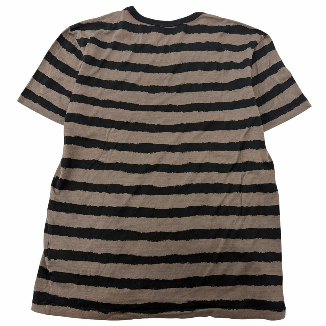 極美品□LOUIS VUITTON ルイヴィトン ボーダー ロゴプリント クルーネック 半袖Ｔシャツ グレージュ ブラック XS イタリア製 正規品