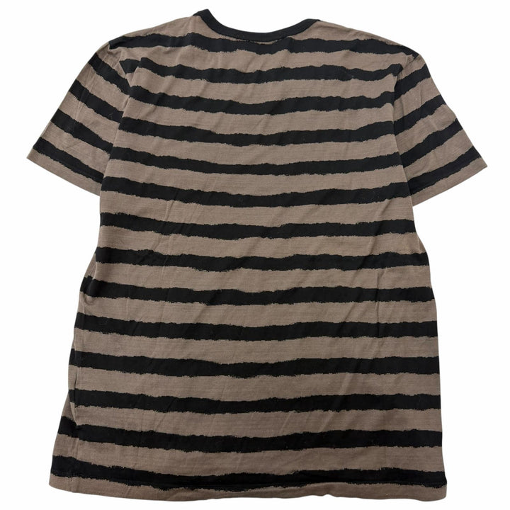 極美品□LOUIS VUITTON ルイヴィトン ボーダー ロゴプリント クルーネック 半袖Ｔシャツ グレージュ ブラック XS イタリア製 正規品