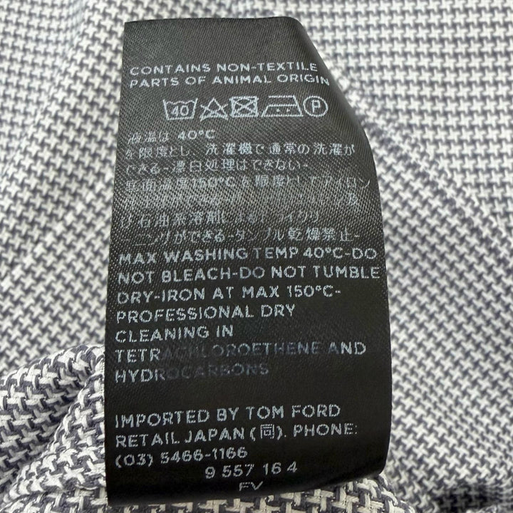 極美品□TOM FORD トムフォード ダブルカフス 千鳥格子柄 セミオーダー ロングスリーブ 長袖シャツ グレー 43 イタリア製 メンズ　