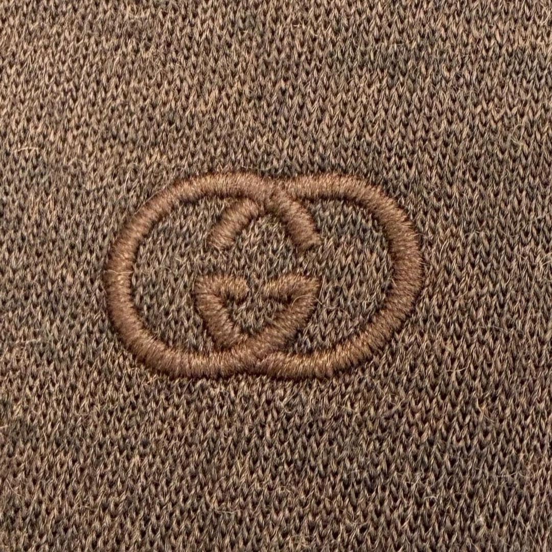 未使用品△GUCCI グッチ 25AW 836442 インターロッキングG刺繍 ウール コットン ジャージー 半袖シャツ ブラウン 40 イタリア製 正規品