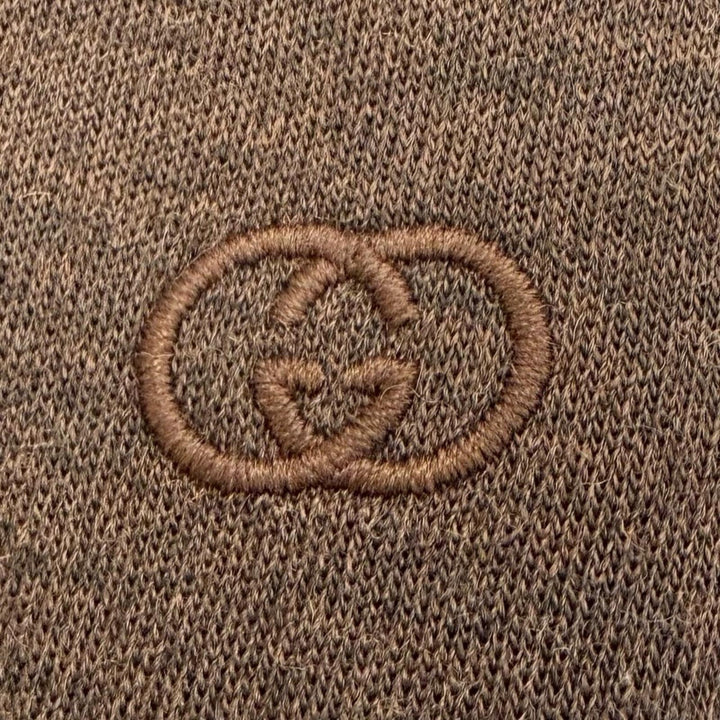 未使用品△GUCCI グッチ 25AW 836442 インターロッキングG刺繍 ウール コットン ジャージー 半袖シャツ ブラウン 40 イタリア製 正規品