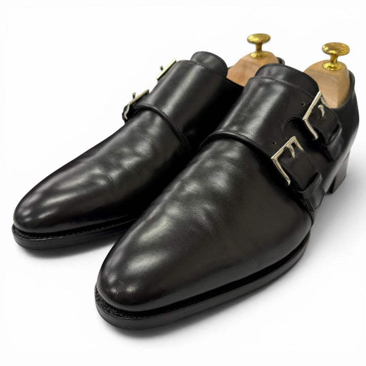 美品□John Lobb ジョンロブ NASEBY ダブルモンクストラップ レザーシューズ ドレスシューズ ブラック 8.5 メンズ 箱・保存袋付き　