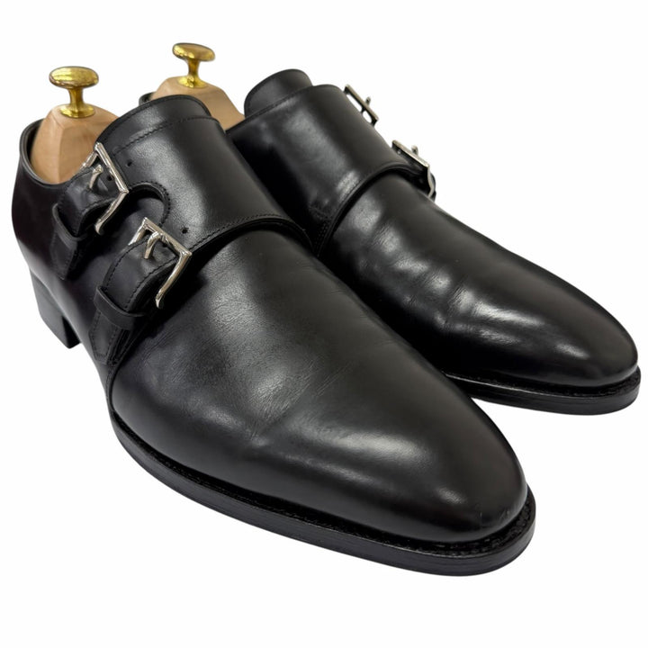 美品□John Lobb ジョンロブ NASEBY ダブルモンクストラップ レザーシューズ ドレスシューズ ブラック 8.5 メンズ 箱・保存袋付き　