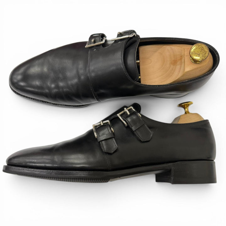 美品□John Lobb ジョンロブ NASEBY ダブルモンクストラップ レザーシューズ ドレスシューズ ブラック 8.5 メンズ 箱・保存袋付き　
