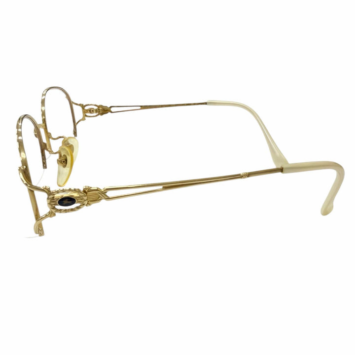 人気□Burberrys バーバリー ヴィンテージ 18K レンズ無し ホースロゴ ハーフリム メガネ 眼鏡 アイウェア ゴールド 55□16-132 21.27g
