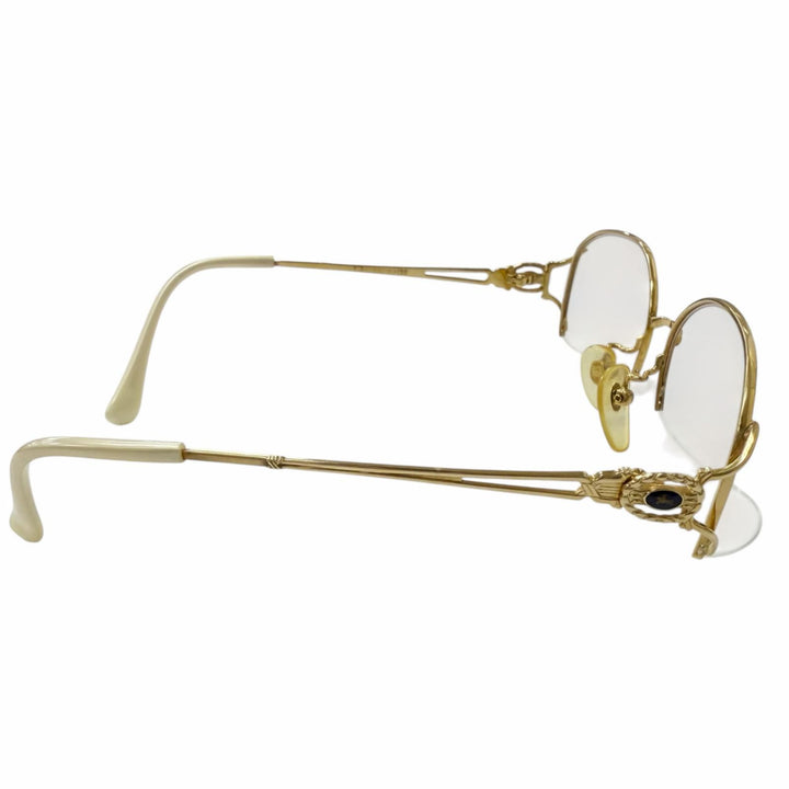 人気□Burberrys バーバリー ヴィンテージ 18K レンズ無し ホースロゴ ハーフリム メガネ 眼鏡 アイウェア ゴールド 55□16-132 21.27g