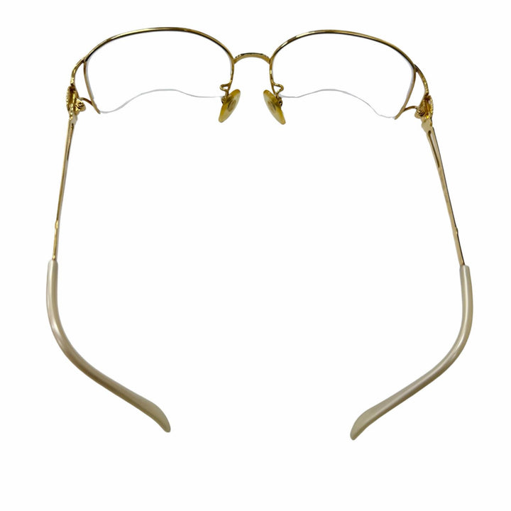 人気□Burberrys バーバリー ヴィンテージ 18K レンズ無し ホースロゴ ハーフリム メガネ 眼鏡 アイウェア ゴールド 55□16-132 21.27g