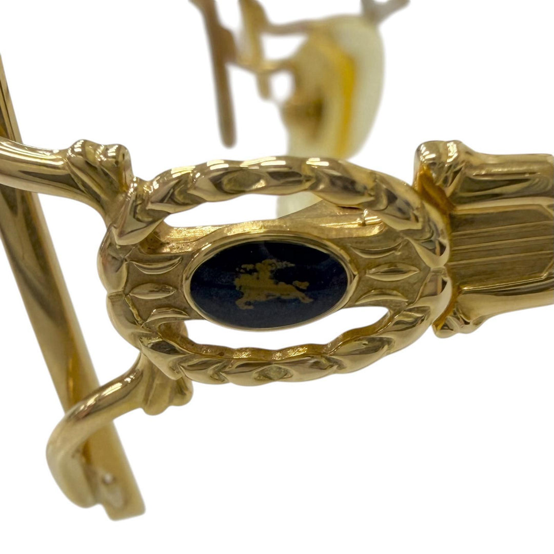 人気□Burberrys バーバリー ヴィンテージ 18K レンズ無し ホースロゴ ハーフリム メガネ 眼鏡 アイウェア ゴールド 55□16-132 21.27g