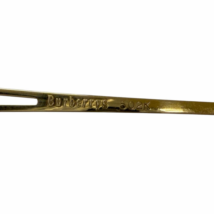 人気□Burberrys バーバリー ヴィンテージ 18K レンズ無し ホースロゴ ハーフリム メガネ 眼鏡 アイウェア ゴールド 55□16-132 21.27g