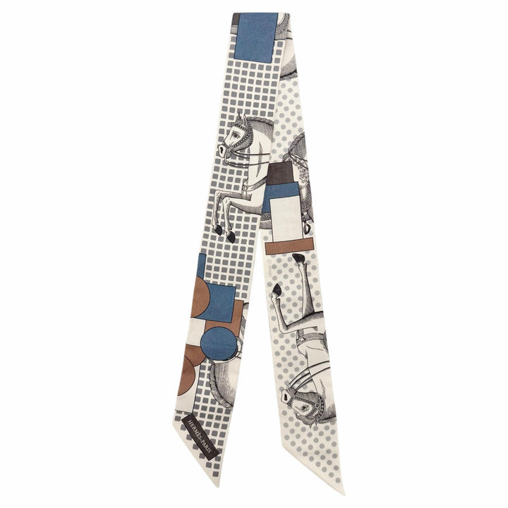 極美品◇HERMES エルメス ツイリー CAVALIER EN FORMES カヴァリエ アン フォルム シルク100％ スカーフ フランス製 レディース 箱付き