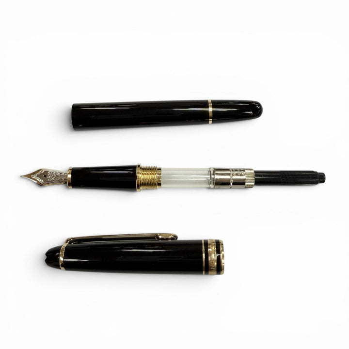 極美品▼MONTBLANC モンブラン マイスターシュテュック クラシック ペン先14K EFニブ ホワイトスター 万年筆 ブラック ゴールド インク付