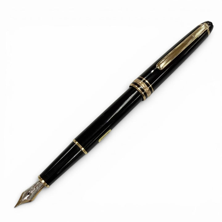 極美品▼MONTBLANC モンブラン マイスターシュテュック クラシック 145 ペン先14K Fニブ ホワイトスター 万年筆 ブラック ゴールド