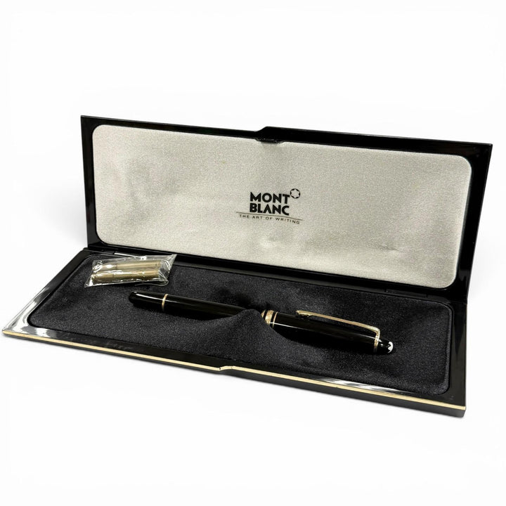 極美品▼MONTBLANC モンブラン マイスターシュテュック クラシック 145 ペン先14K Fニブ ホワイトスター 万年筆 ブラック ゴールド