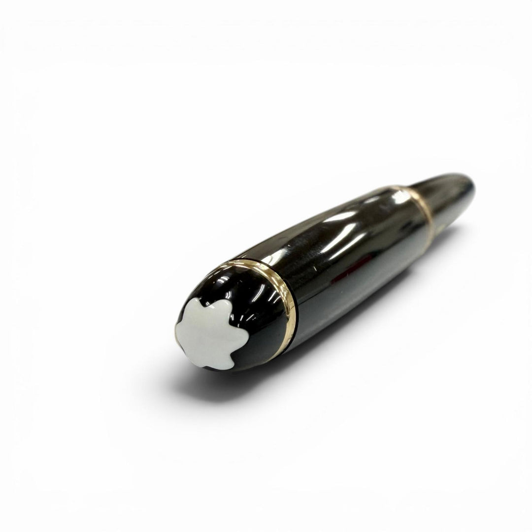極美品▼MONTBLANC モンブラン マイスターシュテュック クラシック 145 ペン先14K Fニブ ホワイトスター 万年筆 ブラック ゴールド