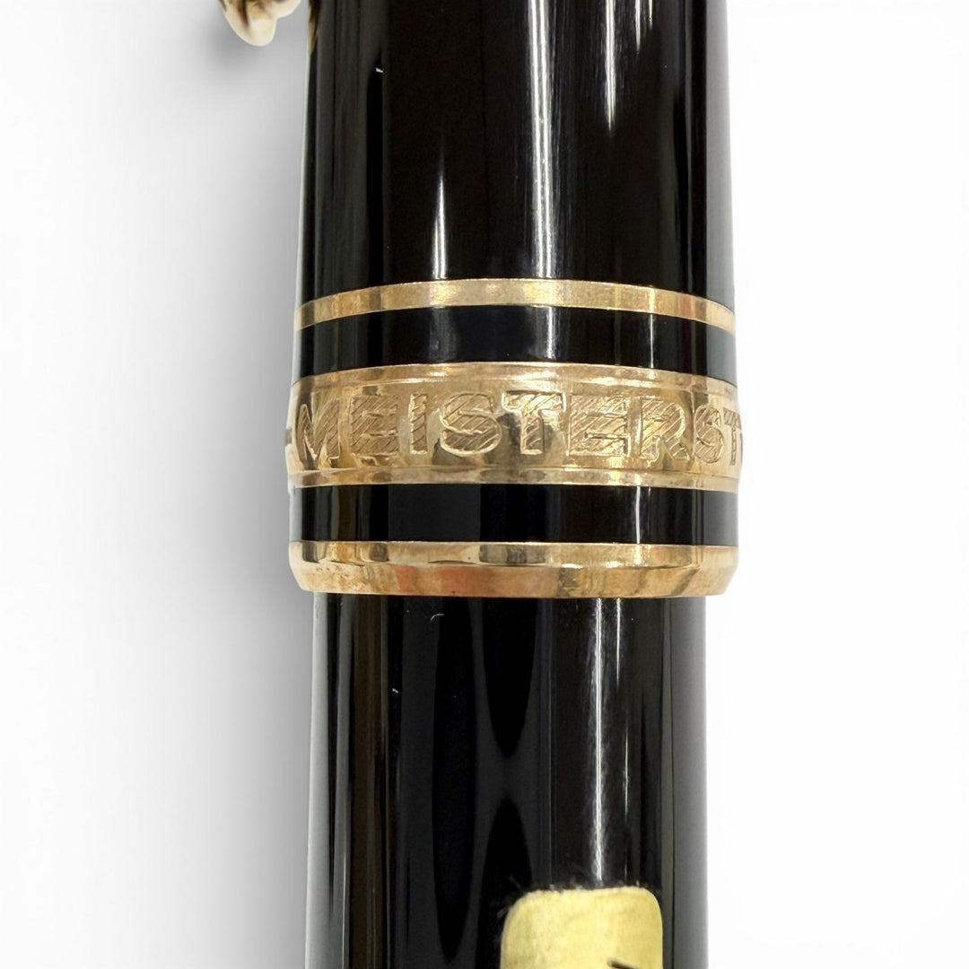 極美品▼MONTBLANC モンブラン マイスターシュテュック クラシック 145 ペン先14K Fニブ ホワイトスター 万年筆 ブラック ゴールド