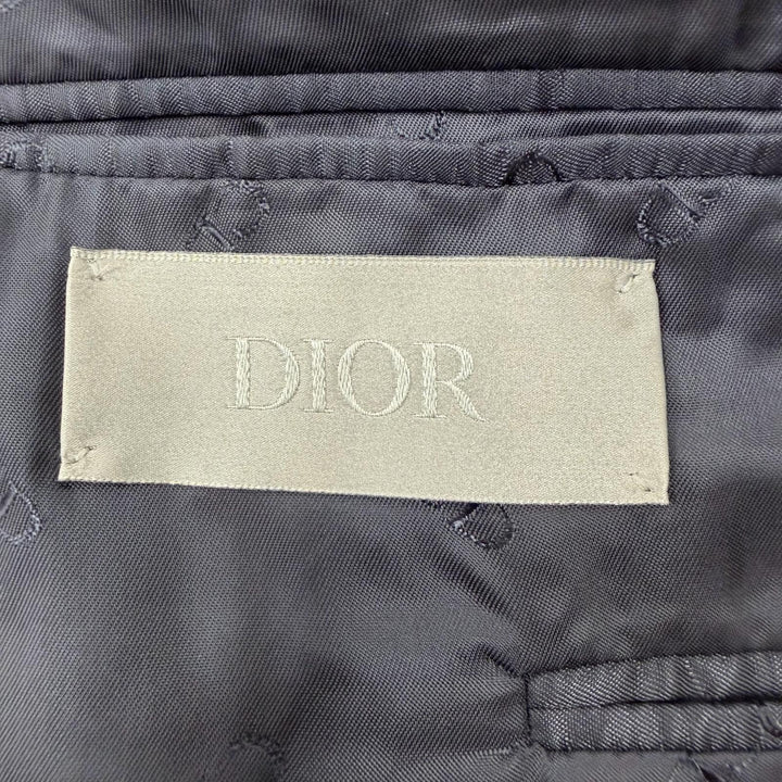 極美品▼DIOR ディオール オム 863C700A5090 ウール100% ロゴ入ボタン シングルジャケット テーラード ネイビー 48 伊製 正規品 メンズ