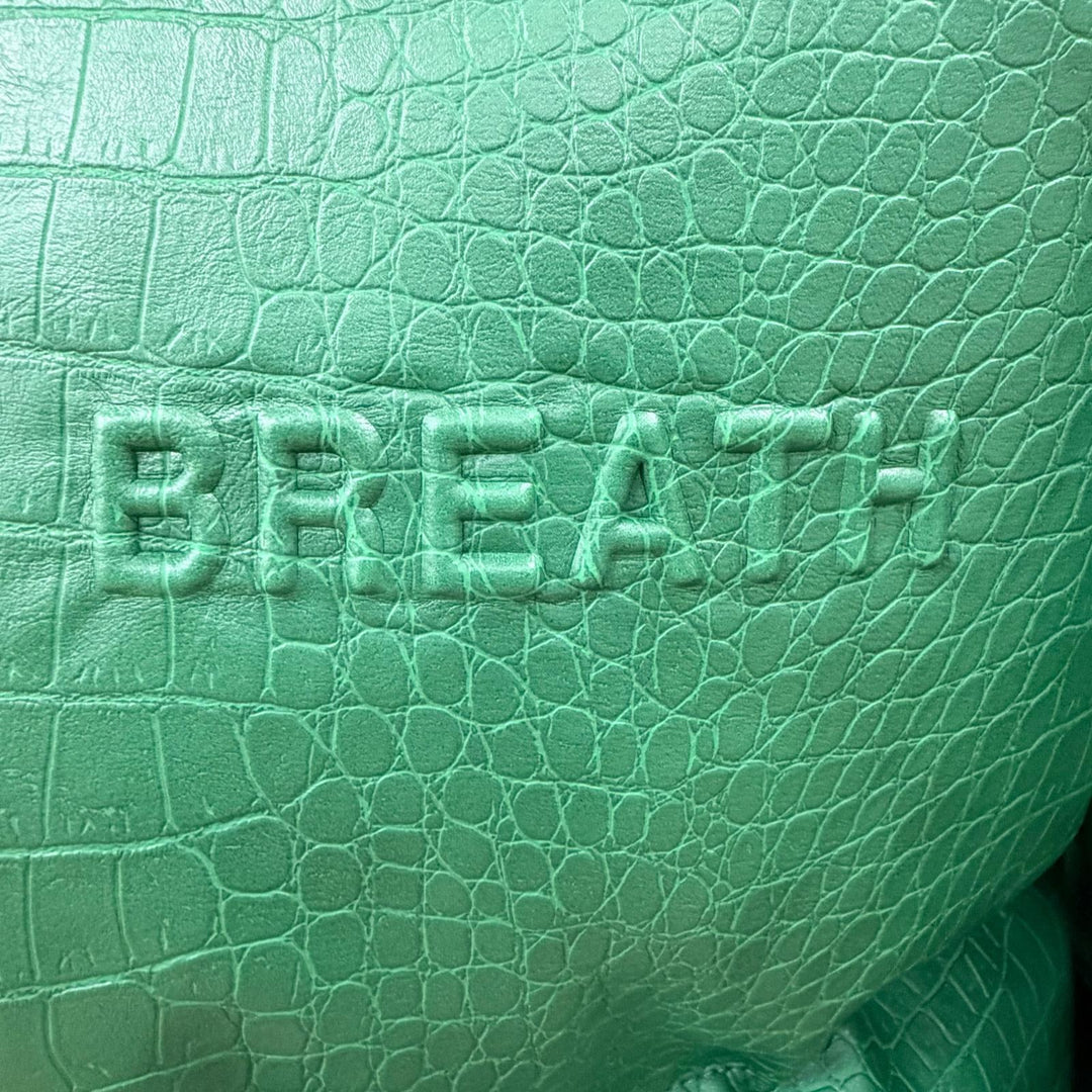 美品▼BREATH ブレス 24AW BR24AW-00009 クロコ型押し エンボスロゴ フェイクレザー ジップアップ ダウンジャケット グリーン XL メンズ