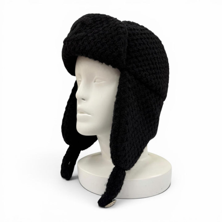 未使用品☆CHANEL シャネル 25AW カシミヤ シルク ココマーク チャプカハット トラッパー フライト ニットキャップ ブラック 伊製 正規品