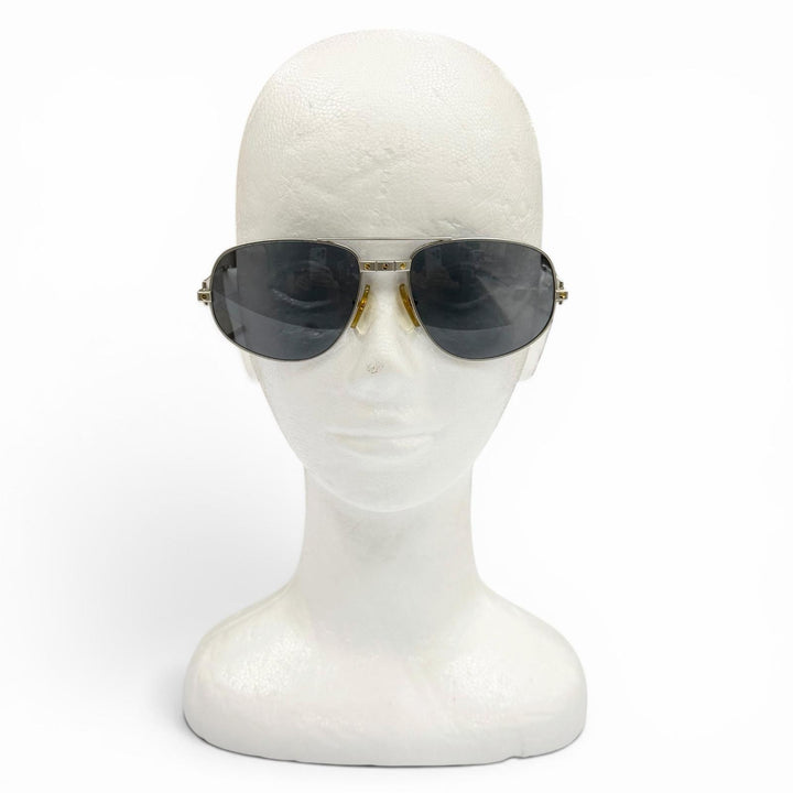 美品▼Cartier カルティエ ヴィンテージ サントス ツーブリッジ ティアドロップ サングラス マットシルバー 58□18 140 デモレンズ