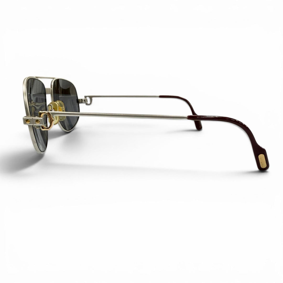 美品▼Cartier カルティエ ヴィンテージ サントス ツーブリッジ ティアドロップ サングラス マットシルバー 58□18 140 デモレンズ