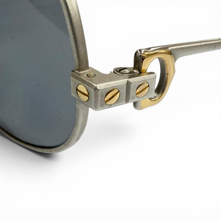 美品▼Cartier カルティエ ヴィンテージ サントス ツーブリッジ ティアドロップ サングラス マットシルバー 58□18 140 デモレンズ