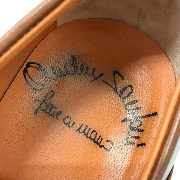 【ドンドン見直し】美品□Santoni サントーニ レザー メダリオン パンチングデザイン ドレスシューズ ブラウン 5 イタリア製 メンズ