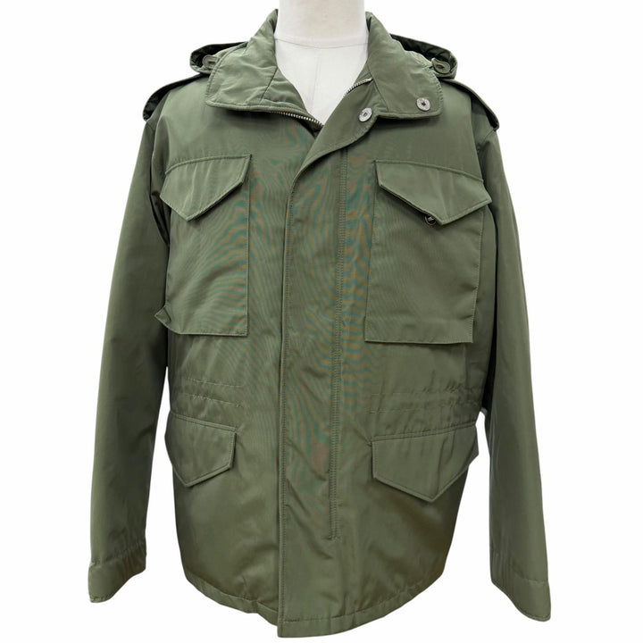極美品▼PRADA プラダ 2023年製 SGC568 カモフラージュ 中綿入りライナー フーデッド WZIPUP モッズコート カーキ S 伊製 正規品 メンズ