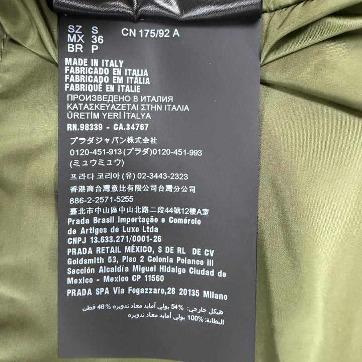 極美品▼PRADA プラダ 2023年製 SGC568 カモフラージュ 中綿入りライナー フーデッド WZIPUP モッズコート カーキ S 伊製 正規品 メンズ