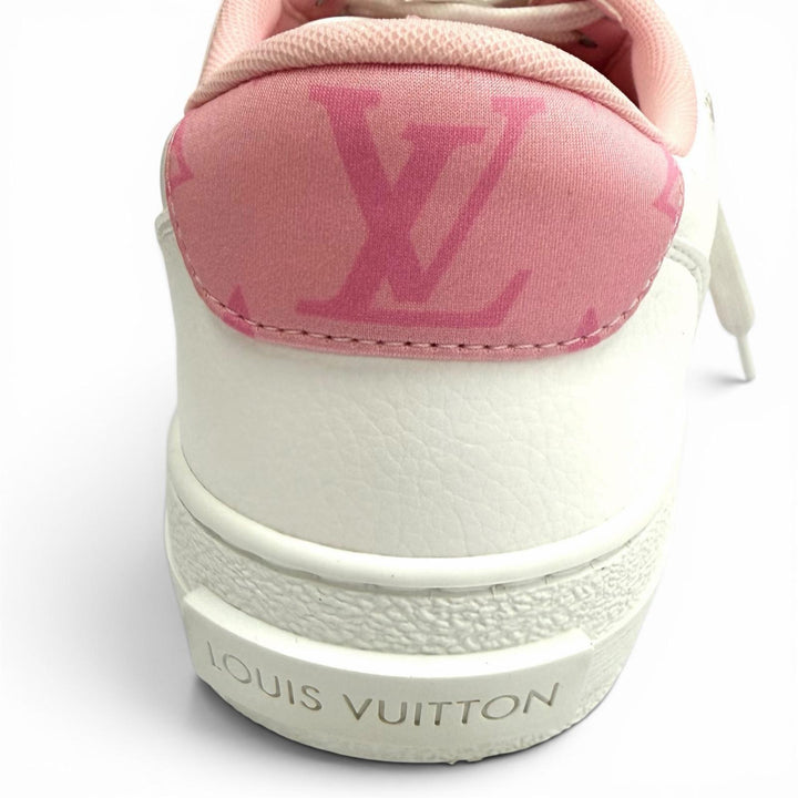 美品★LOUIS VUITTON ルイヴィトン チャーリーライン LVロゴ レースアップ レザー ローカットスニーカー 白 ピンク 37 箱・保存袋付き