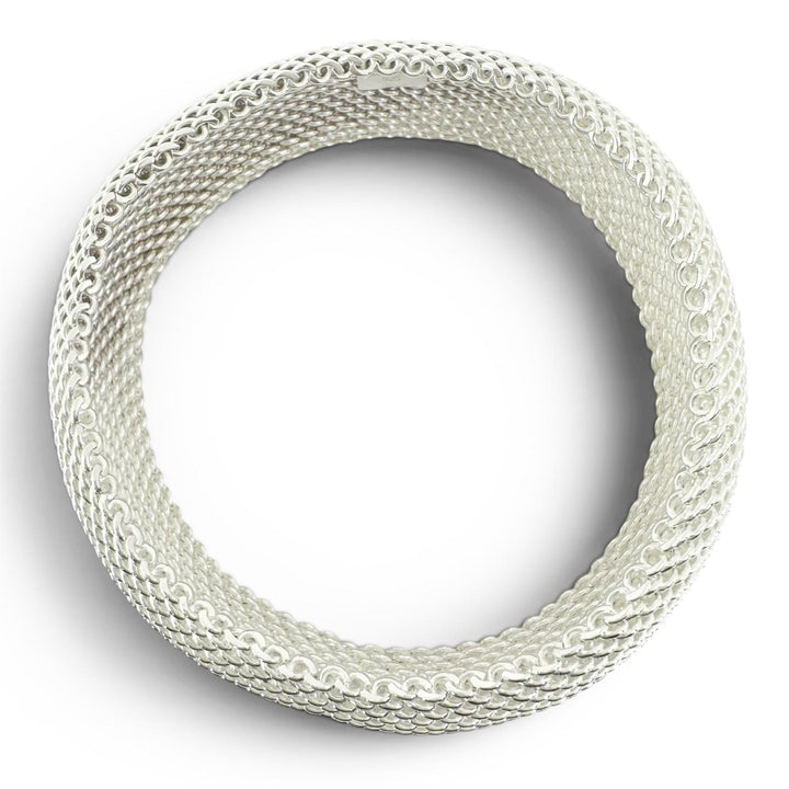 極美品▲TIFFANY&amp;Co. ティファニー サマセット メッシュ バングル ブレスレット 925 シルバー 重量59.35g レディース 箱付き