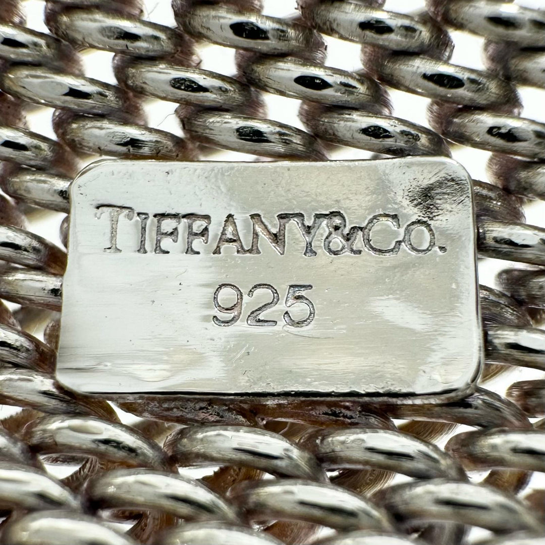 極美品▲TIFFANY&amp;Co. ティファニー サマセット メッシュ バングル ブレスレット 925 シルバー 重量59.35g レディース 箱付き