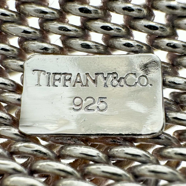極美品▲TIFFANY&amp;Co. ティファニー サマセット メッシュ バングル ブレスレット 925 シルバー 重量59.35g レディース 箱付き