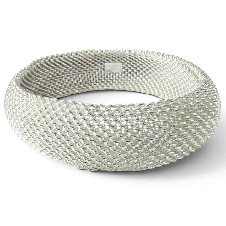 極美品▲TIFFANY&amp;Co. ティファニー サマセット メッシュ バングル ブレスレット 925 シルバー 重量59.35g レディース 箱付き