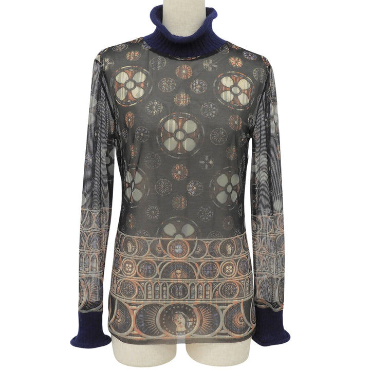 極美品▲JEAN-PAUL GAULTIER ジャンポールゴルチエ クラシック パワーネット ハイネック カットソー マルチ 40 日本製 正規品 レディース