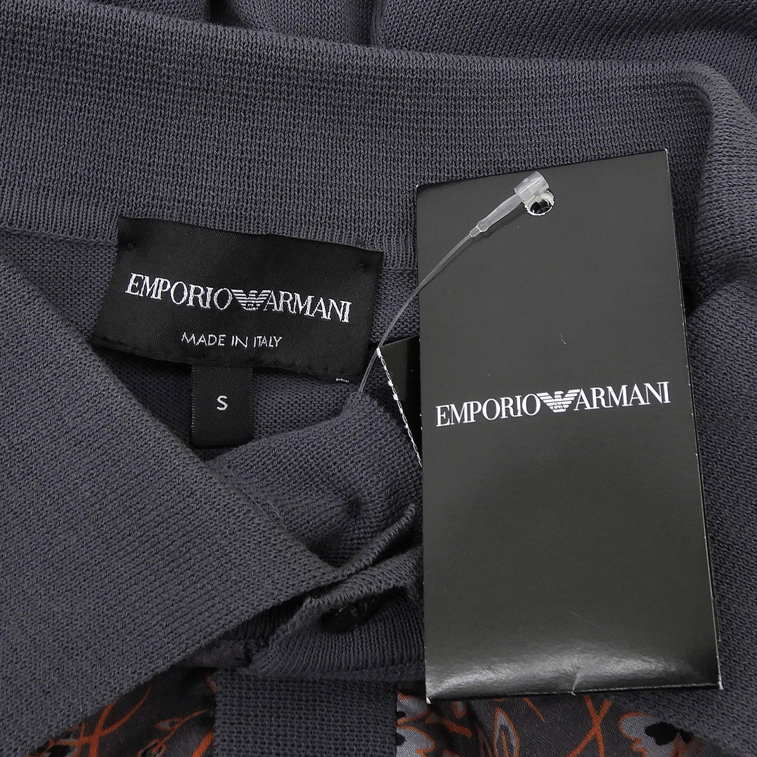 未使用品▲EMPORIO ARMANI エンポリオ アルマーニ コットン シルク切り替え 和柄 半袖ポロシャツ マルチカラー S 伊製 正規品 メンズ