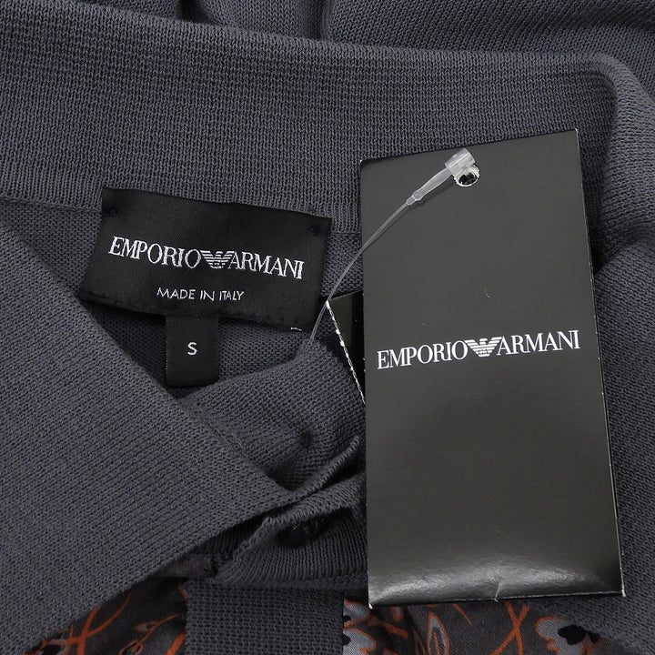 未使用品▲EMPORIO ARMANI エンポリオ アルマーニ コットン シルク切り替え 和柄 半袖ポロシャツ マルチカラー S 伊製 正規品 メンズ