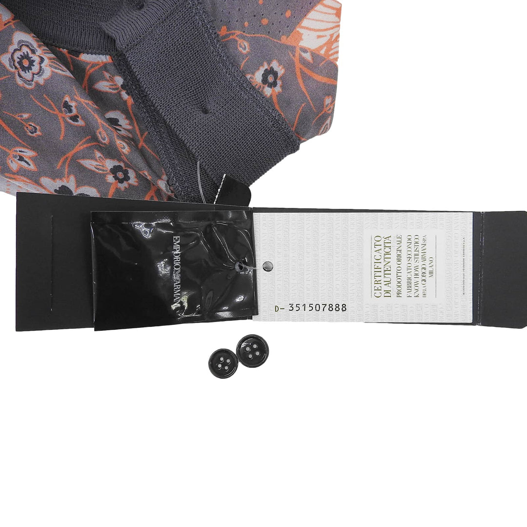 未使用品▲EMPORIO ARMANI エンポリオ アルマーニ コットン シルク切り替え 和柄 半袖ポロシャツ マルチカラー S 伊製 正規品 メンズ