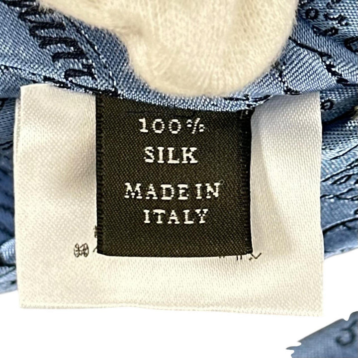 極美品▲BERLUTI ベルルッティ シルク100% クレスト カリグラフィー ネクタイ ライトブルー イタリア製 正規品 メンズ