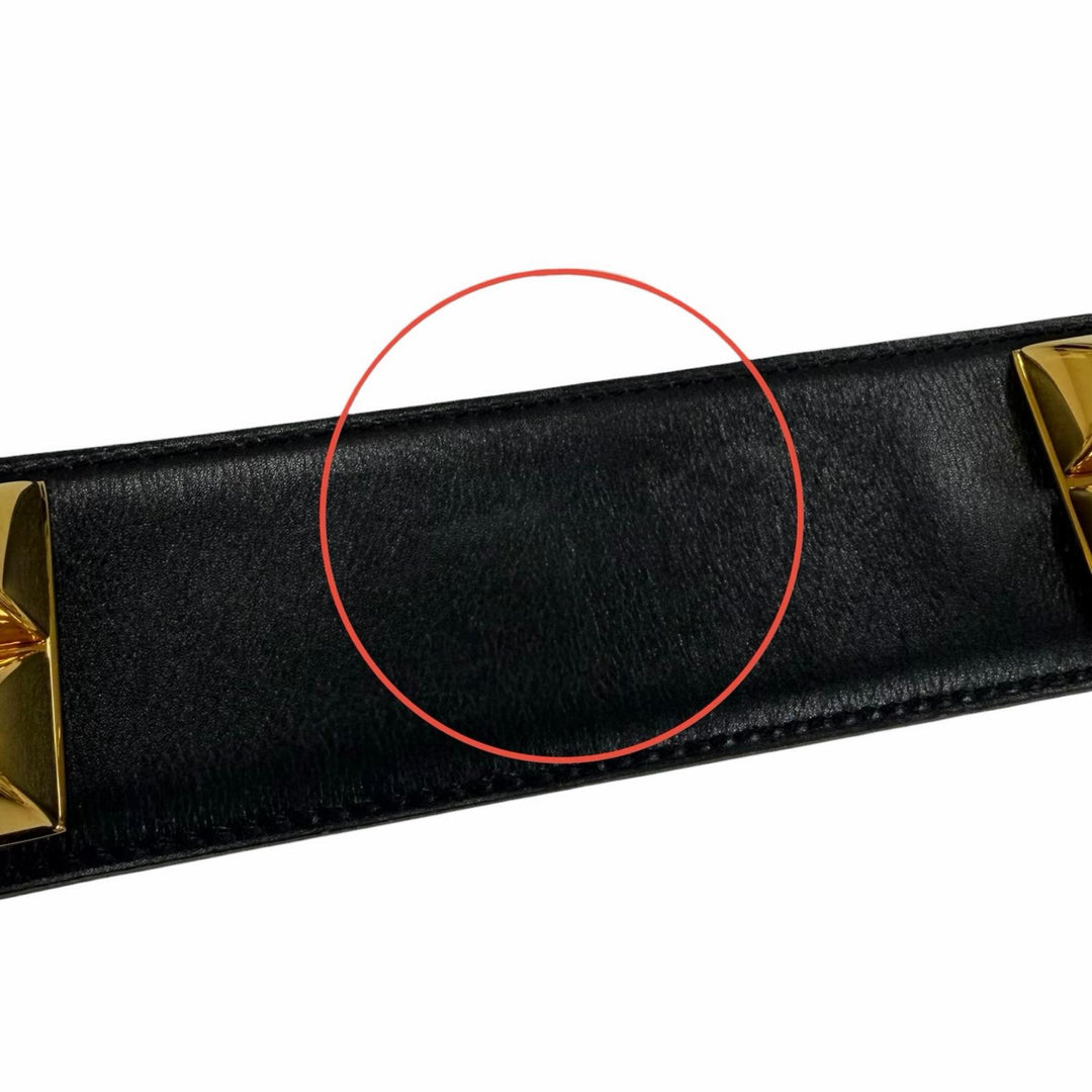 美品☆HERMES エルメス ヴィンテージ コリエ・ド・シアン50 ゴールド金具 レザー ベルト ブラック 65 〇Y刻印 フランス製 レディース