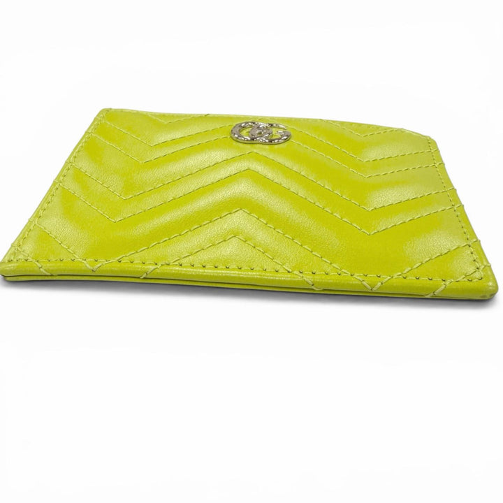 極美品☆GUCCI グッチ 837747 GGマーモント ダブルG レザー キーケース キーリング コインケース ライトグリーン 伊製 箱・保存袋付