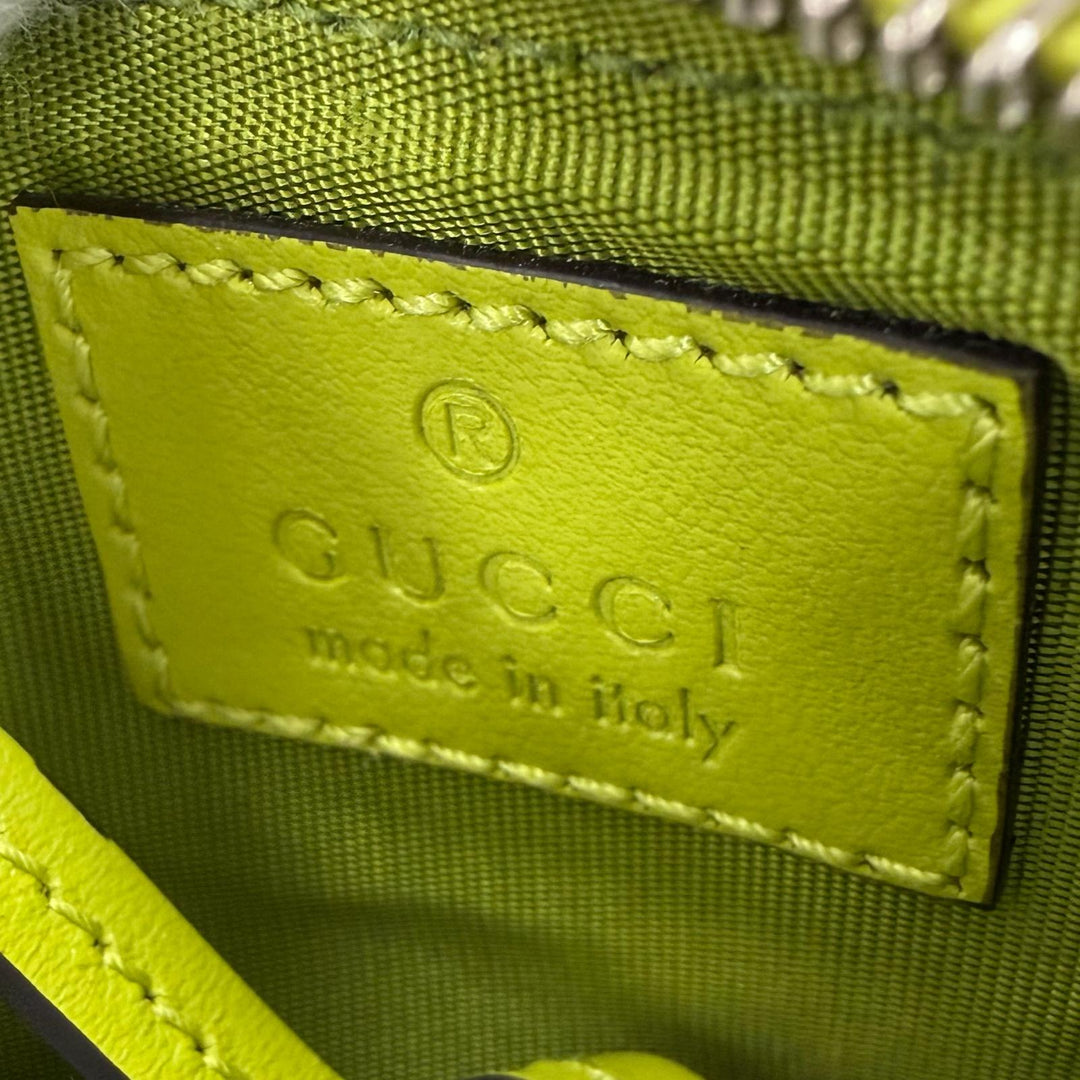 極美品☆GUCCI グッチ 837747 GGマーモント ダブルG レザー キーケース キーリング コインケース ライトグリーン 伊製 箱・保存袋付