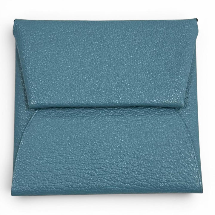 美品★HERMES エルメス バスティア ヴェルソ ニューデニムブルー ハバナ シェーブル シルバー金具 コインケース W刻印 フランス製