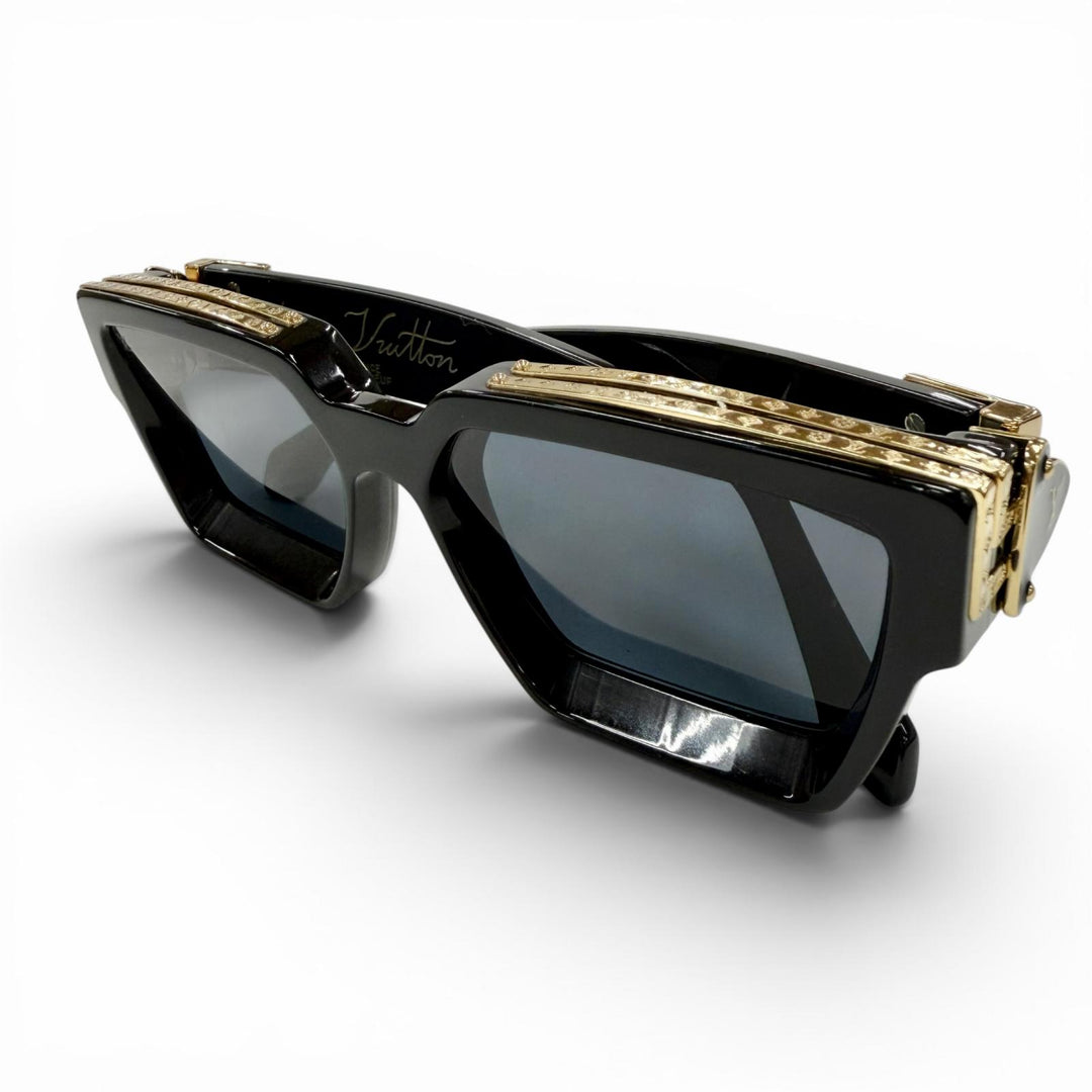 美品◇LOUIS VUITTON ルイヴィトン Z1165W 1.1 ミリオネア モノグラム フレーム サングラス ブラック ゴールド 55□17 145 デモレンズ